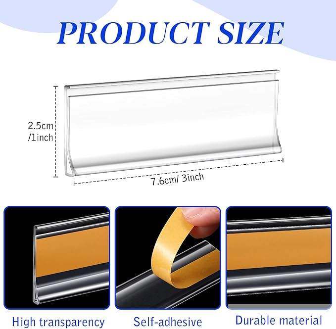 Yexiya 300 Pieces 3 x 1 Inch Clear Plastic Self Adhesive Label Holders Clear - Image 4