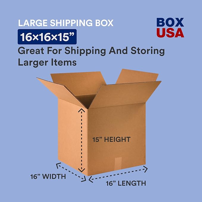 BOX USA Shipping Boxes 16"L x 16"W x 15"H, Packaging and Storage - Image 2