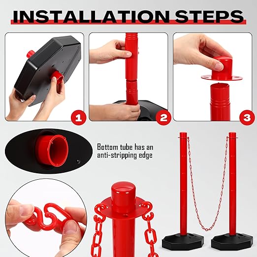 Geiserailie 12 Pack Crowd Control Stanchions Plastic Stanchions Poles - Image 3