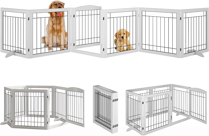 Vantas Folding Pet Gate 144" Wide, Freestanding Wire Pet Gate, Pet Puppy Safety by Vantas