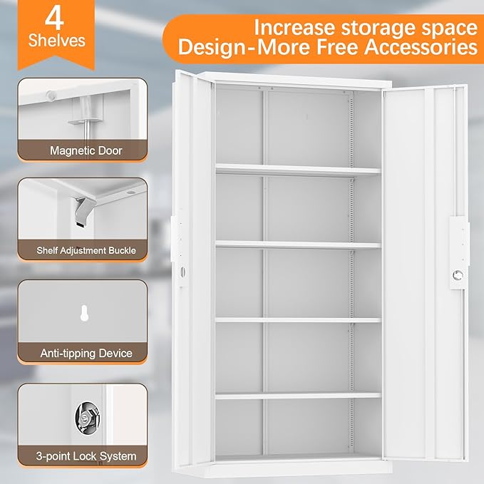 Metal Garage Storage Cabinet, Tall Metal Cabinets - Image 5