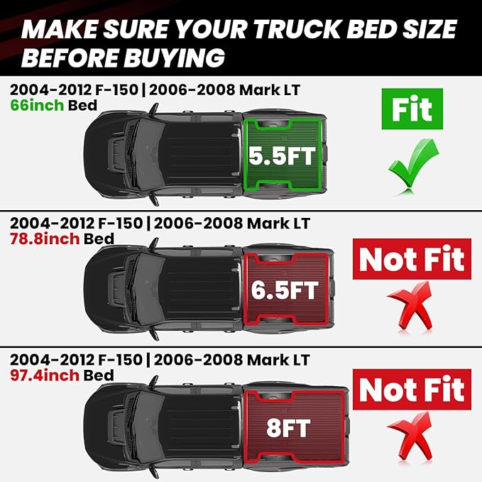 LASFIT Truck Bed Mat Fit for Ford F-150 2004-2014 | Lincoln Mark LT 2006-2008 - Image 2