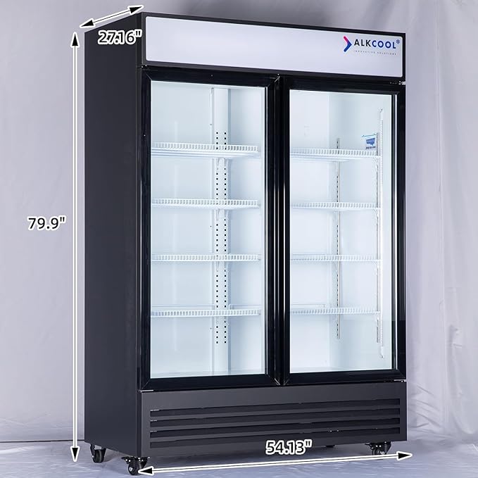 Commercial Beverage Refrigerator Display Fridge, Two Glass Door Upright - Image 2