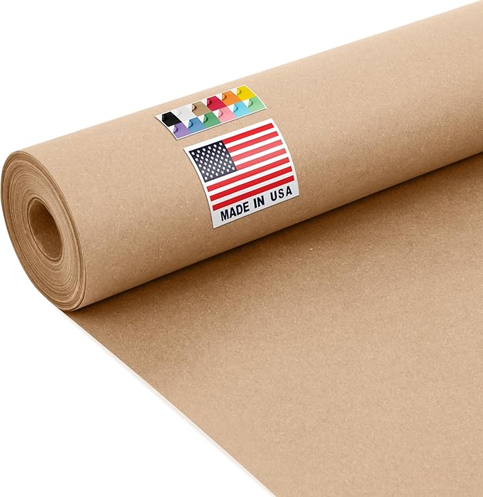 USA Made 24" x 1200" Brown Kraft Paper Roll, 45 lbs Thickness, American Quality by Paclord