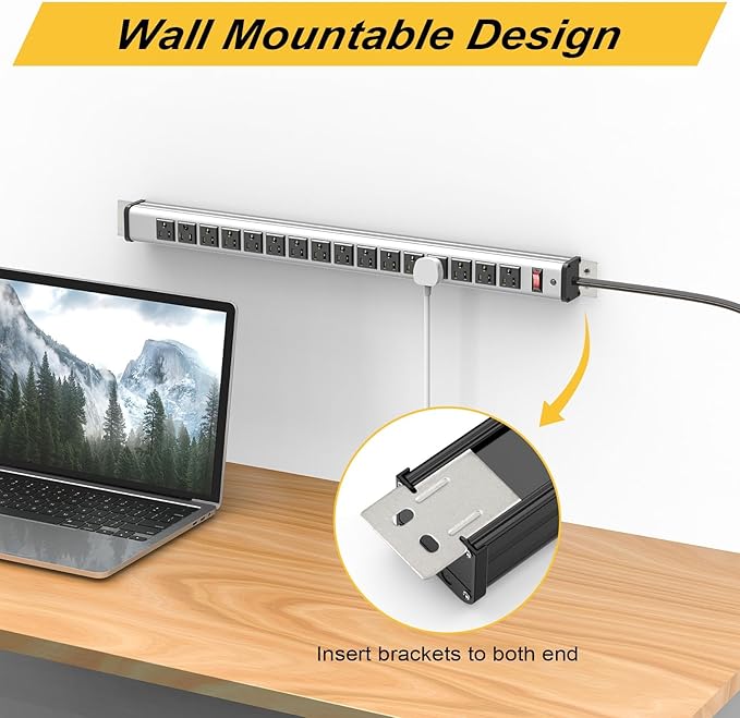 10-Pack Long Surge Protector Power Strip, 16 Outlet Heavy Duty Power Strip - Image 4