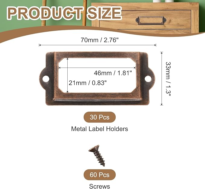 PATIKIL 70x33mm Metal Label Holders - Image 2