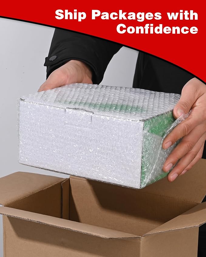 2-Pack Bubble Cushioning Wrap Rolls, 3/16" x 17" x 72' ft Total, Perforated 12" - Image 4