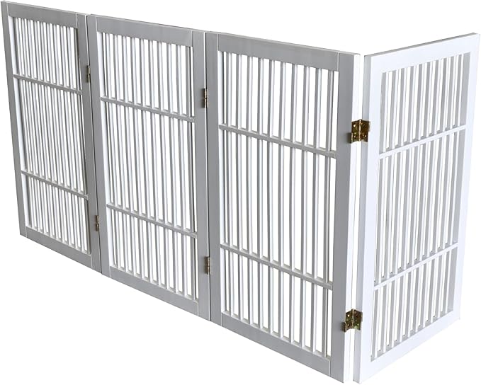 Pet Dog Gate Strong and Durable Freestanding Folding Acacia Hardwood Portable - Image 9