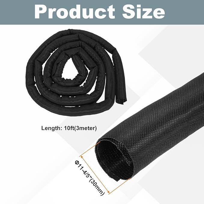 MECCANIXITY 1-1/5 Inch ID Split Loom Tubing 10ft Polyester Cord Protector Wire - Image 2