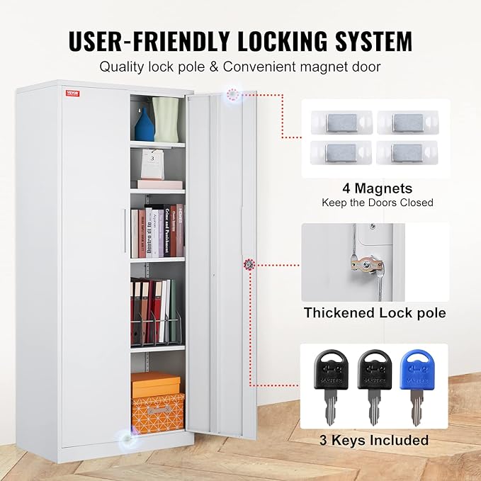 VEVOR Metal Storage Cabinet, Steel Locking Storage Cabinet - Image 7
