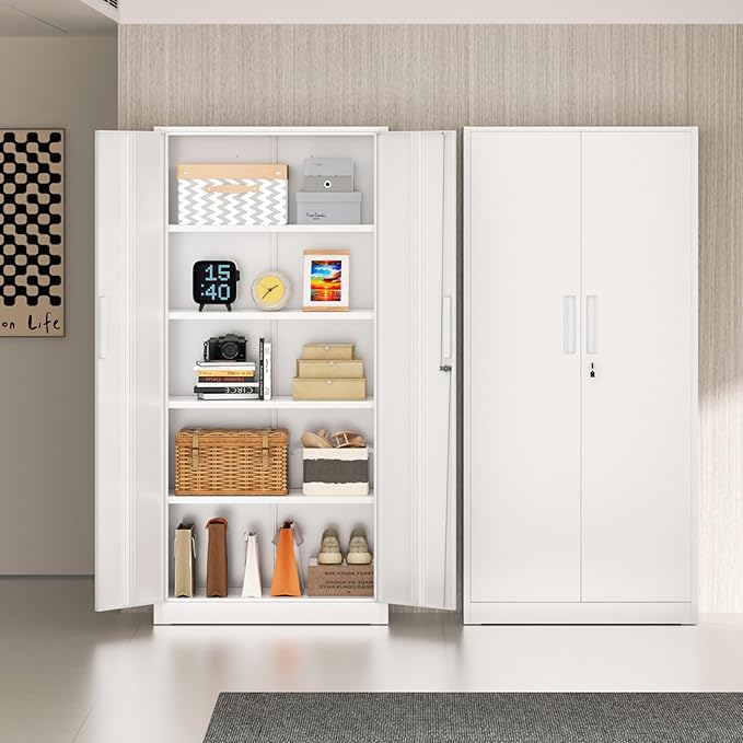 Incbruce 72” Metal Storage Cabinet, Locking Tall Steel Storage Cabinet - Image 4