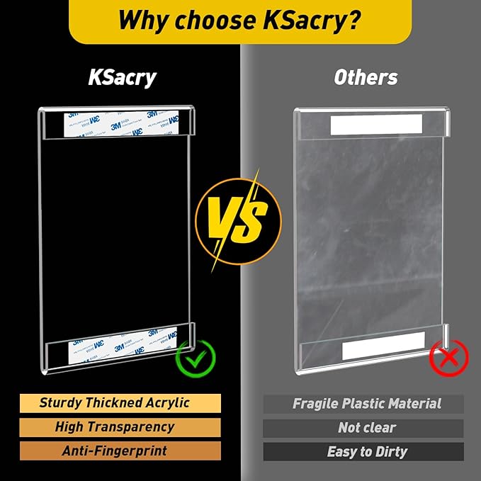 KSacry 10 Pcs Acrylic Sign Holder 11 x 8.5, Horizontal Wall Mount Sign Holders - Image 3