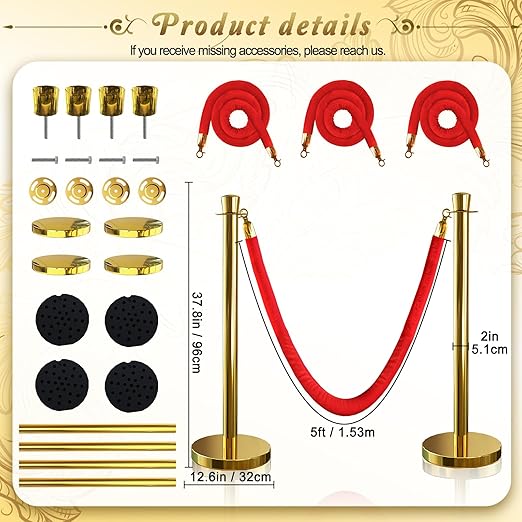4PCS Top Crown Decoration Gold Stanchions Posts - Image 2