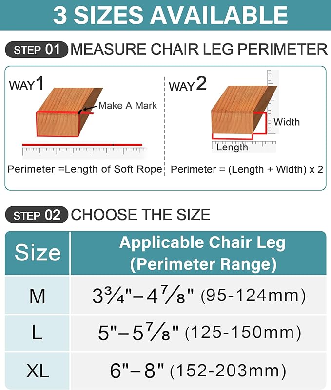 24 Pcs Chair Leg Floor Protectors Rectangle, Silicone Felt Furniture Leg Pads - Image 5