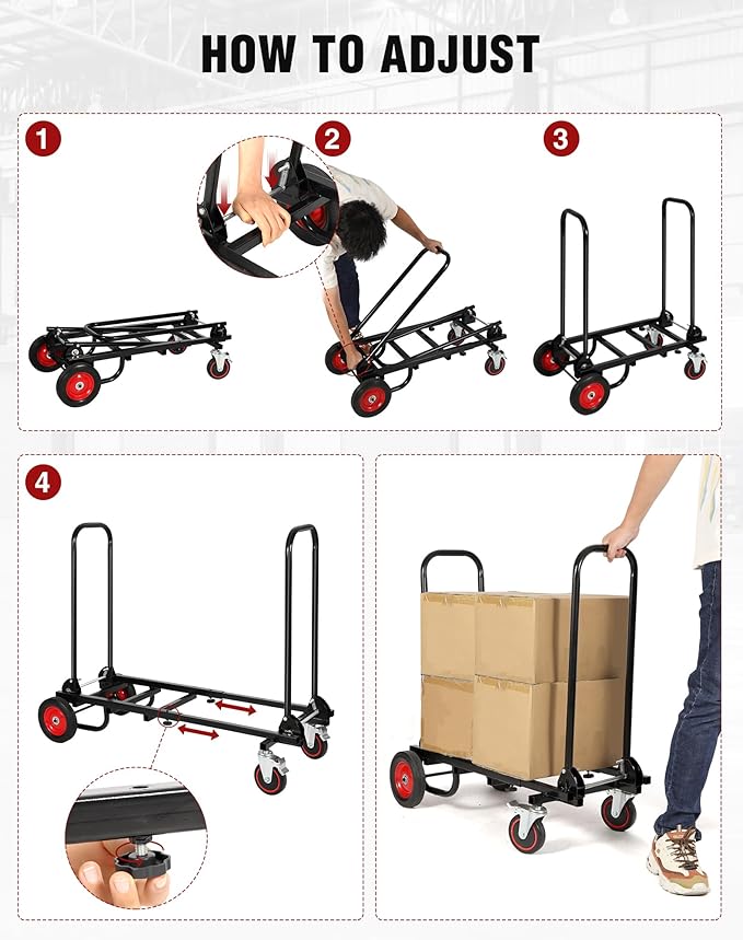 RedSwing Folding Multi-Utility Dolly Cart, Heavy Duty 8-in-1 Convertible Cart - Image 5