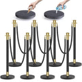 kaiyomi 8Pcs Stanchions with Black Velvet Ropes Set, 5 Feet Velvet Ropes and by KaiyomiCrowdControlSeries