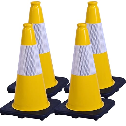 BESEA 4Pack 18 Inch Yellow Traffic Cones by BeSea