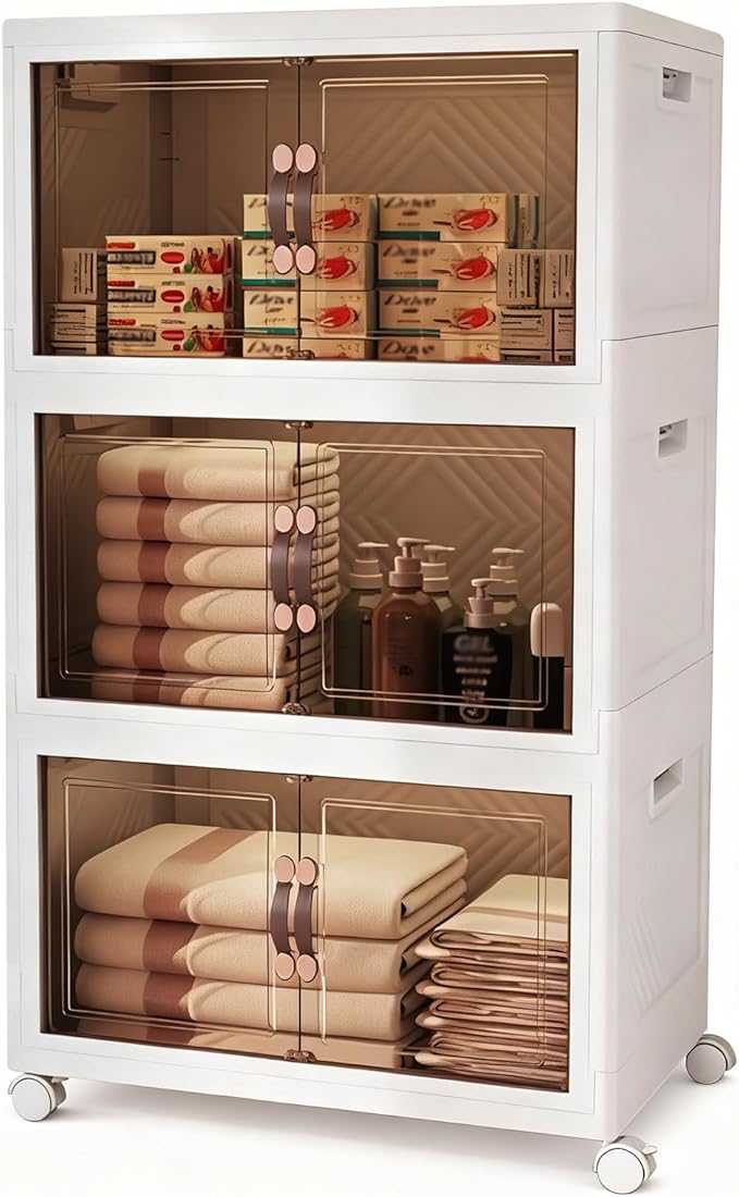 Collapsible Storage Bins with Lids&Wheels-192QT Stackable Plastic Containers by Unknown