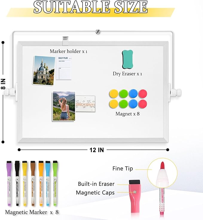 Dry Erase Magnetic White Board, Portable Small Whiteboard Set - Image 3