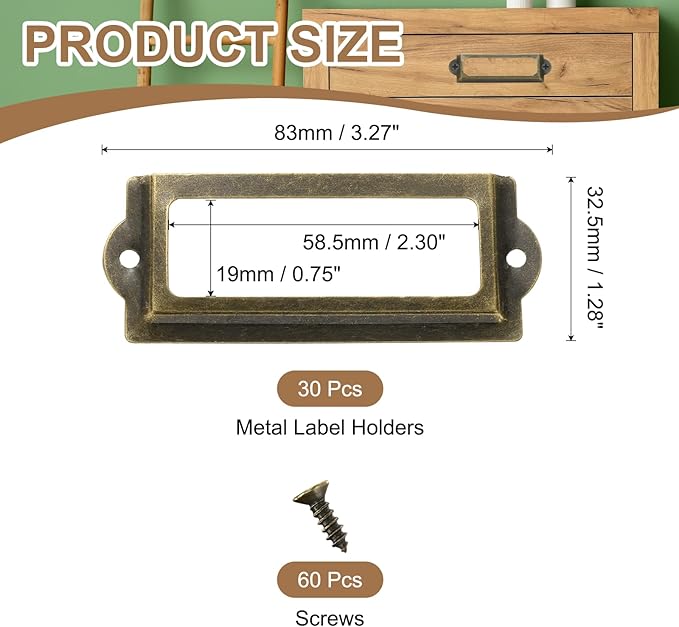 PATIKIL 83x32.5mm Metal Label Holders - Image 2