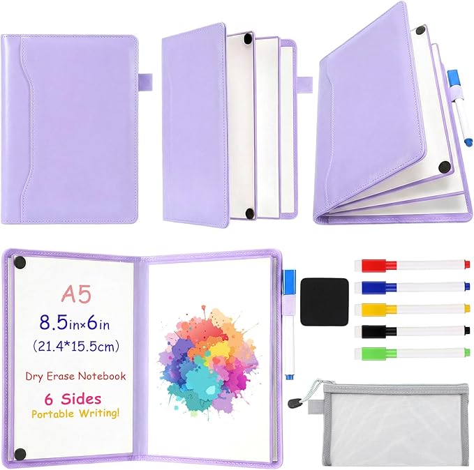 Feifeiya 6 Sides Whiteboard Notebook Portable Whiteboard Dry Erase Notebook by Feifeiya