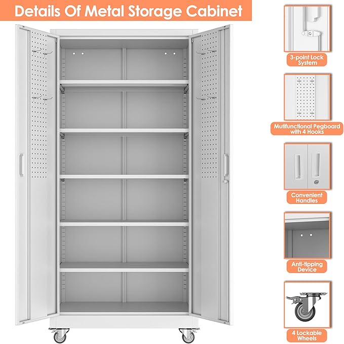 Aobabo Upgrade 71H''*34''W*18''D Metal Garage Storage Cabinet - Image 5
