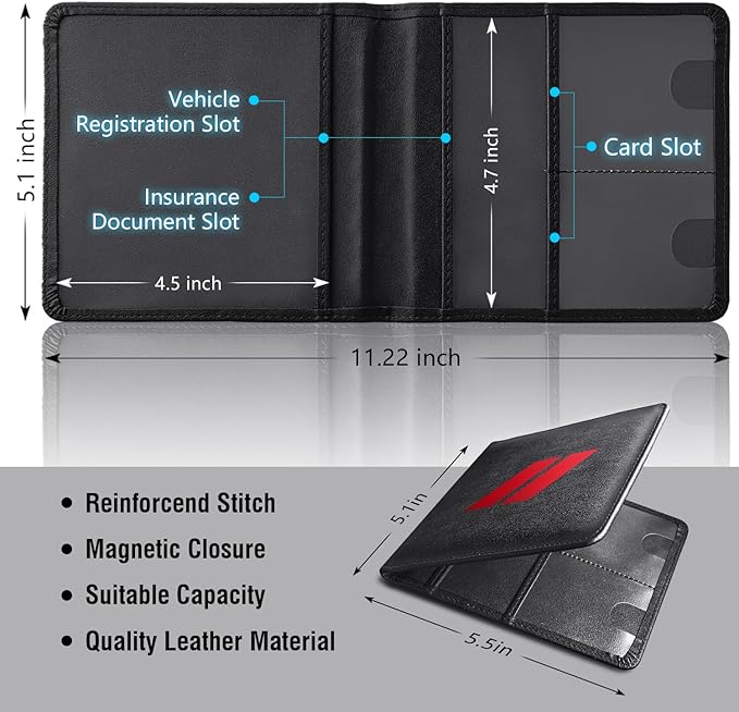 Leather Car Registration and Insurance Cards Holder Compatible - Image 2