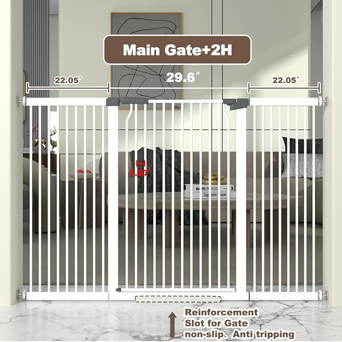 41" Extra Tall and Wide Baby Gate, 74.2-76.7'' Wide Pet Cat Gate - Image 3