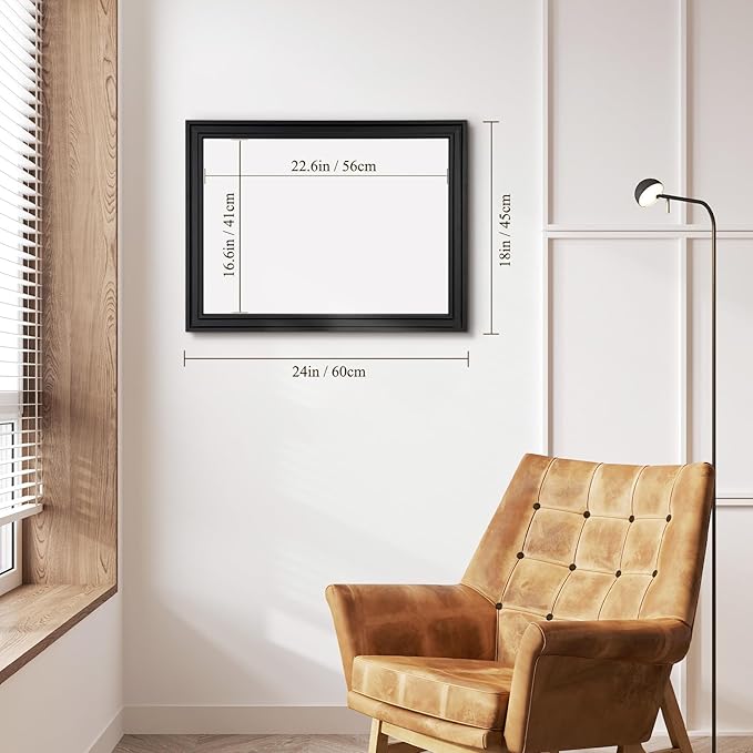 4 THOUGHT Dry Erase Board, 18 x 24 in Magnetic Whiteboard Black Vintage Wood - Image 3
