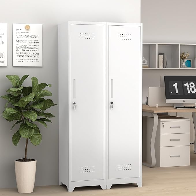 GREATMEET Broom Closet Storage Cabinet, Metal Utility Cabinet, Tall Laundry - Image 5