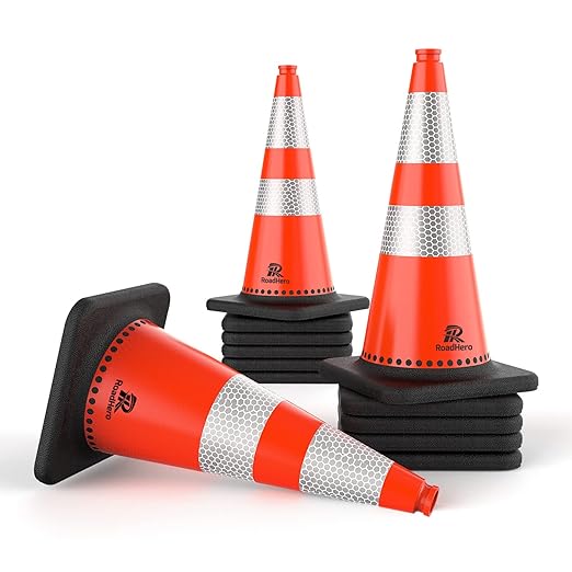 RoadHero 12 Pack Traffic Safety Cones 28 Inch, PVC Cone by RoadHeroUS