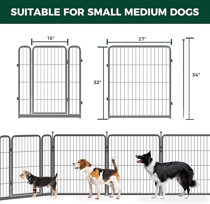 FXW Garden Fence Outdoor for The Yard – 32in x 109.4ft Heavy Duty Metal Animal - Image 2