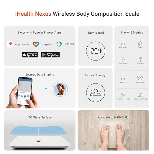 iHealth Nexus Smart Scale for Body Weight Bluetooth, Digital Bathroom Scale - Image 4