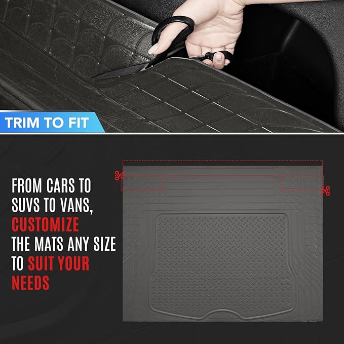 PIC AUTO Heavy Duty Rubber Trunk Cargo Liner Floor Mats, Trimmable to Fit - Image 2