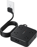 TESSAN Surge Protector Power Strip Black, 5 Ft Flat Plug Extension Cord by TESSAN
