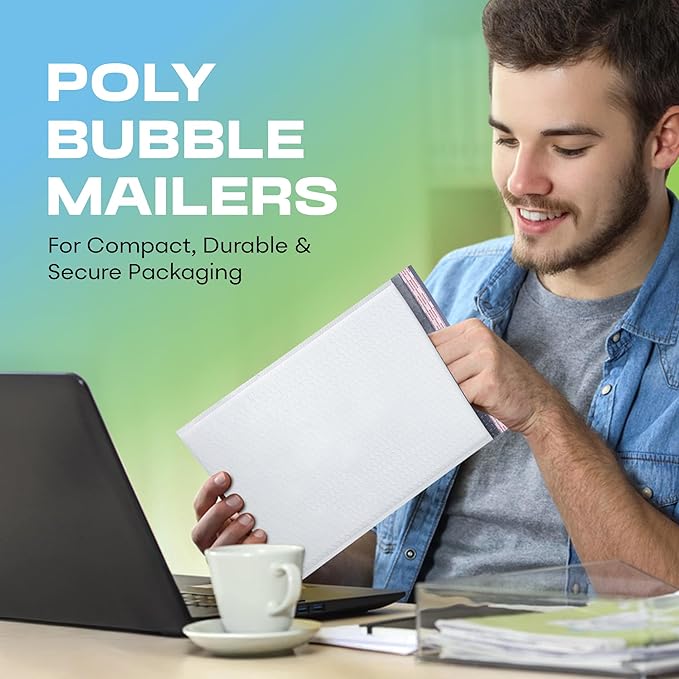 White Extra Large Poly Bubble Mailers 14.25x20 inch #7 | Self Seal Large Padded - Image 9