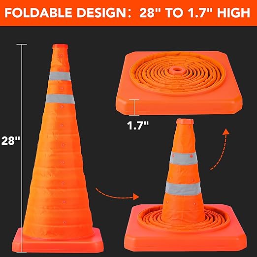 28 Inch Collapsible Traffic Safety Cones - Image 4
