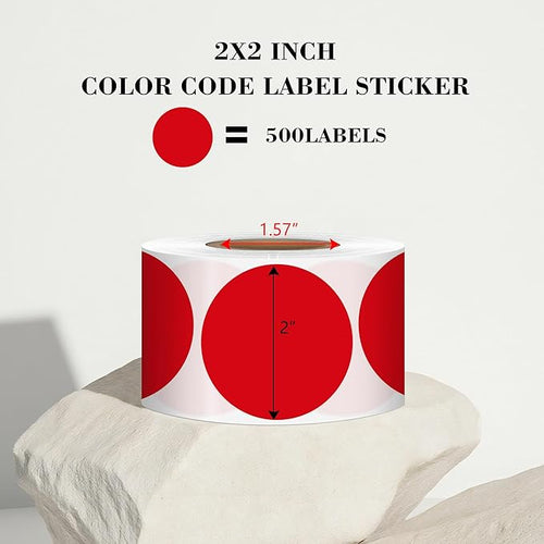 2 Inch Red Circle Stickers 500 Pcs, Permanent Color Coding Dots - Image 2