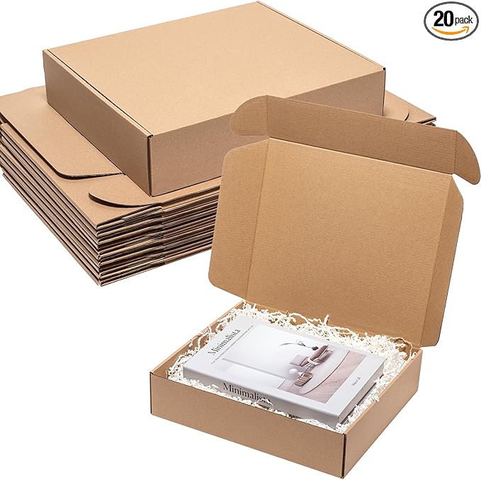Shipping Boxes 13x11x3 Inches 20 Pack Corrugated Cardboard Mailing Boxes by Wowxyz