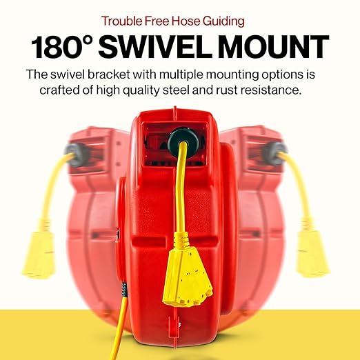 ReelWorks Extension Cord Reel Retractable 12AWG x 65' Foot 3C/SJT Heavy Duty - Image 7