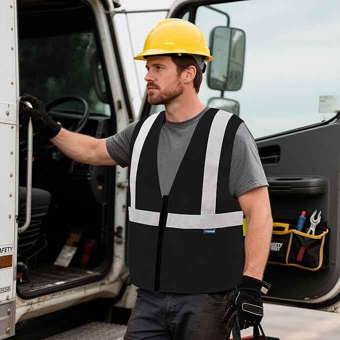 AYKRM 2 Pockets Reflective Safety Vest High Visibility Class II Mesh Vest - Image 4