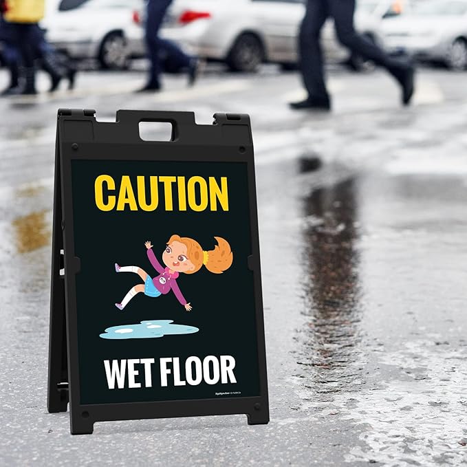 Caution Wet Floor with Graphic Sidewalk Sign Kit, 18x24 Inches, with A Frame - Image 2