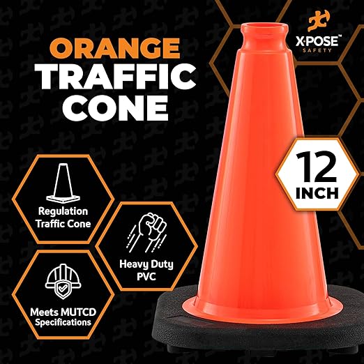 Xpose Safety 12 Inch Orange Traffic Cones, Kids and Construction - Image 3