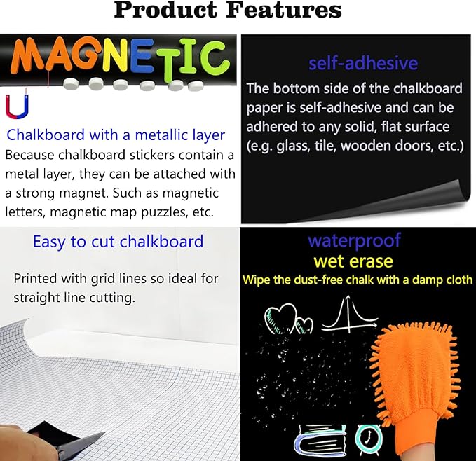Magnetic Chalkboard Wall Arch Decal 39.3"x17.5" Contact Paper Peel and Stick - Image 3