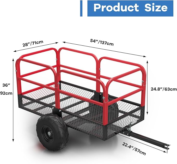 GAOMON Heavy Duty Utility Cart Cargo Trailer, 1700 Lbs 15 Cubic Feet, Yard - Image 8