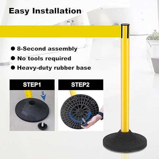 6 Pack Yellow Stanchions with Retractable Belts - Image 4