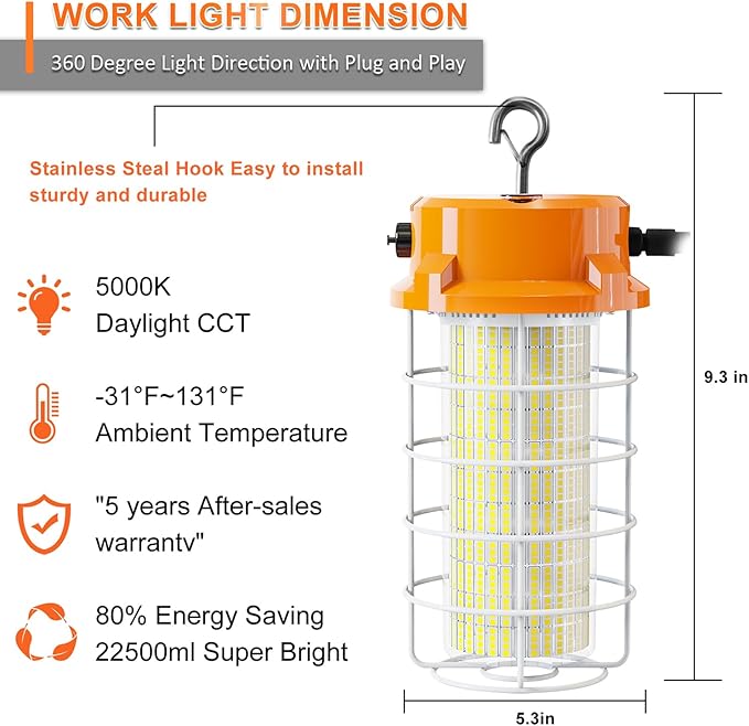 150W LED Temporary Work Light 5000K Daylight 22500 Lumens Super Bright - Image 2