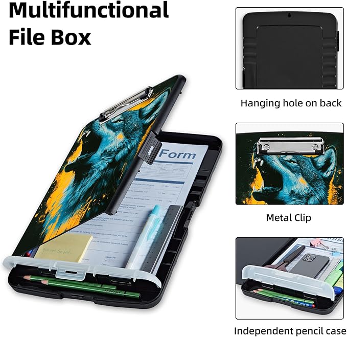 Clipboard with Storage Box & Pen Holder, Heavy Duty Clip Boards 8.5x11 - Image 3