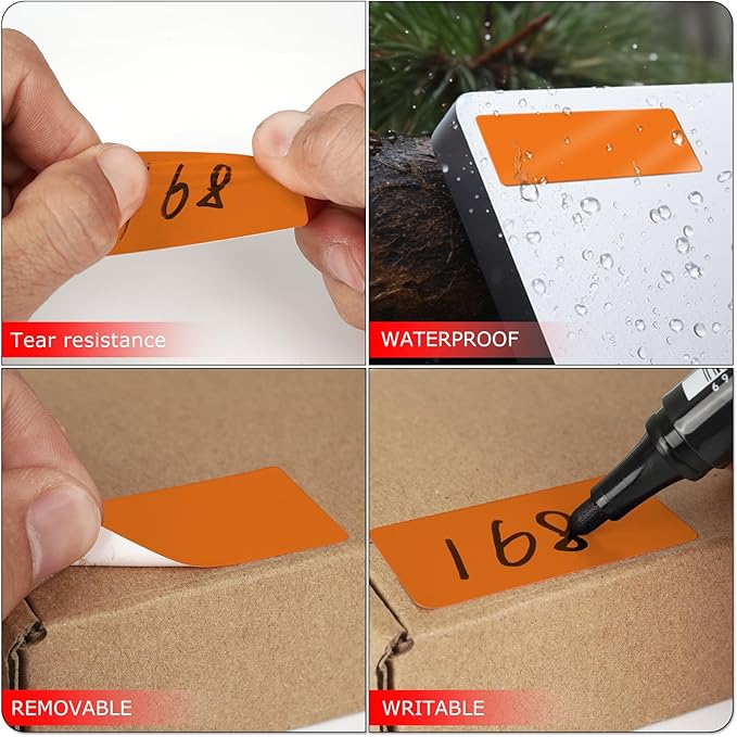 Orange Rectangle Stickers 2 x 1 Inch Color Coding Labels Vinyl Roll - Image 3