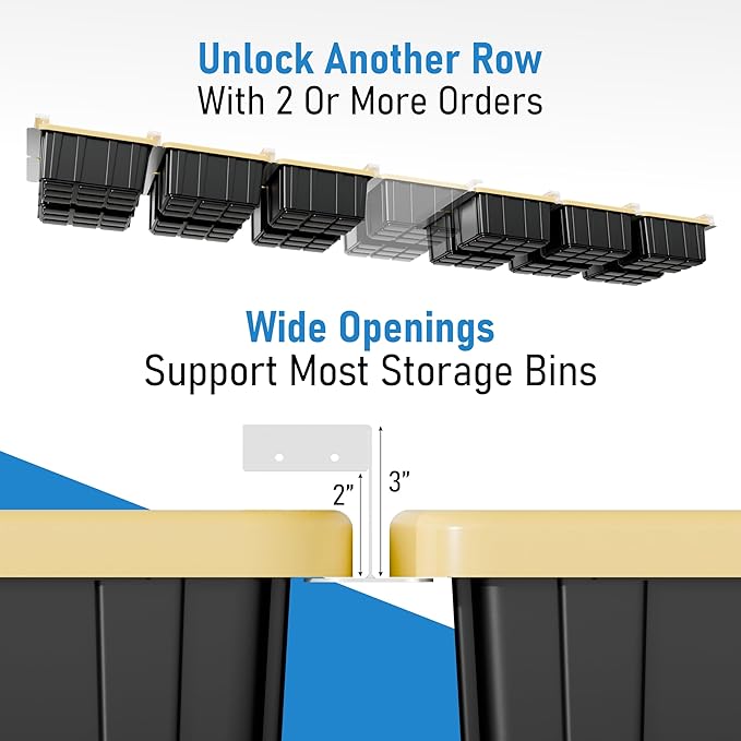 HANDT Overhead Garage Storage Rack, Connectable Heavy Duty Metal Ceiling Rails - Image 5